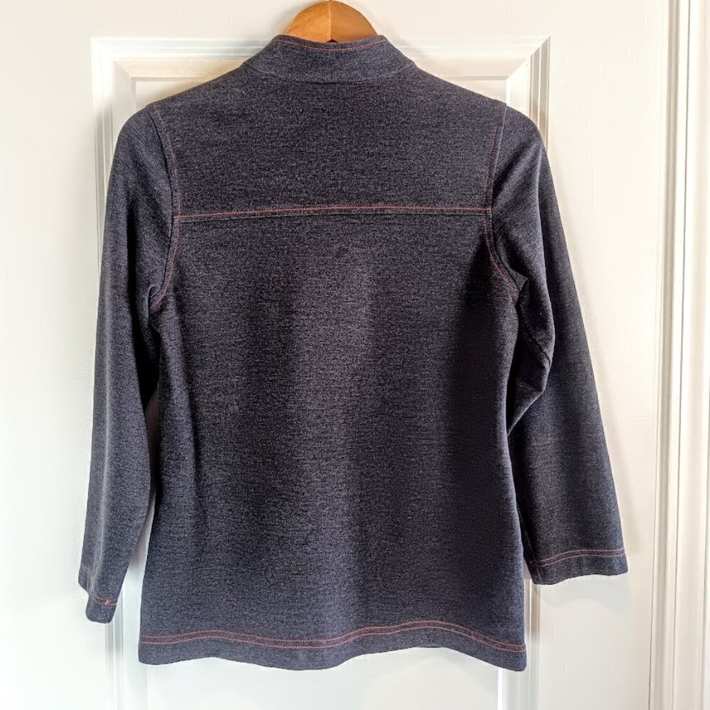 Café Au Lait Grey Orange Silver Stud Full Zip Cardigan - Picture 3 of 6